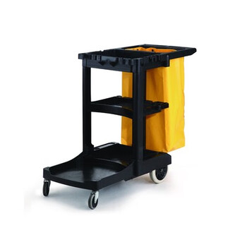 Ganmett pvc suitable cleaning cart garbage bag linen cart cloth bag room service cart yellow - no side bags