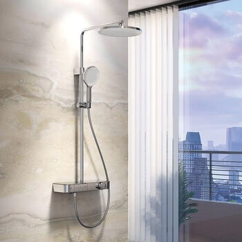 Jomoo thermostat shower set 26178 shower silk rain top spray storage platform bright silver home bath 26178-624/1b-1 (silver)