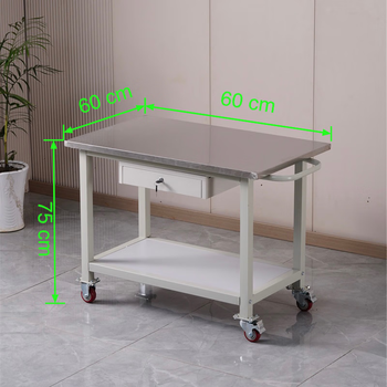 Huili stainless steel countertop anti-removable pulley with drawer turnover trolley packing table operation table workbench 60*60 stainless steel countertop with drawer