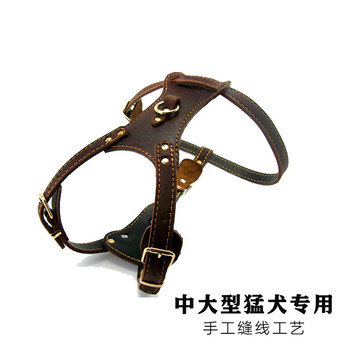 Ayoua genuine leather dog harness leash, medium and large dog leash, cowhide dog harness, golden retriever german shepherd, suitable for chest circumference within 90 cm