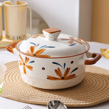 Jie yajie ceramic soup bowl large household soup pot chinese-style underglaze color 10-inch pot with lid