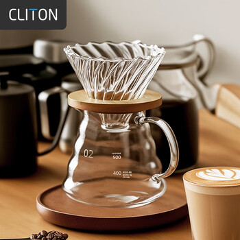 Cliton glass hand-brewed coffee pot with scale sharing pot drip filter coffee filter cup set for 1-4 people