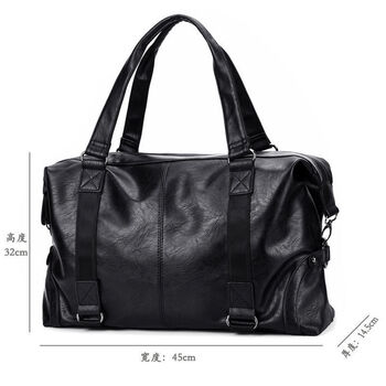 Kangaroo 2022 new genuine leather men's handheld travel bag large capacity travel bag luggage bag business travel fitness bag large black