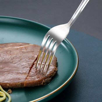 Hesinly 316l stainless steel fork dinner fork rice fork fruit pasta fork household tableware long handle pasta fork dessert western food fork large fork / length 21cm / zodiac rat 1 piece