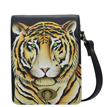Anna by anuschka women's hand painted leather flap convertible crossbody bag, bengal tiger bengal tiger one size