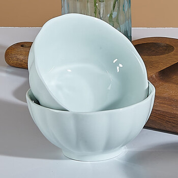 Wanxiang underglaze ceramic noodle bowl ceramic rice bowl soup bowl celadon pumpkin 7.5-inch large bowl 2-piece set