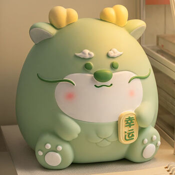 Vinoa zodiac year of the snake piggy bank for children, girls and boys, 2025 new model, only in and out, anti-fall piggy bank, lucky dragon (small size), can be deposited and withdrawn