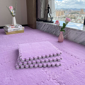 Aoxi ins style room plush splicing carpet bedroom living room foam bedside whole house large area full carpet light purple 30cm*30cm thick 1cm