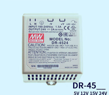 Mean well dr-4505/4512/4515/4524 rail switching power supply 45w industrial 24v dc output