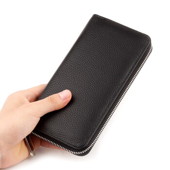 Kangaroo (kangaroo) 2024 qixi women's genuine leather long wallet fashionable first layer cowhide women's clutch wallet first layer cowhide black collection priority delivery