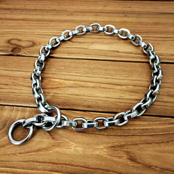 Ayoua bulldog stainless steel p chain medium and large dog bulldog collar dog neck collar castrovina neck collar dog training p chain 6mm width * length 75cm