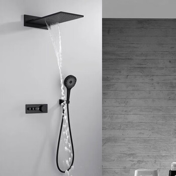 Hansgrohe concealed digital display thermostatic shower gun gray in-wall bathroom shower smart booster shower set black three-function raindance