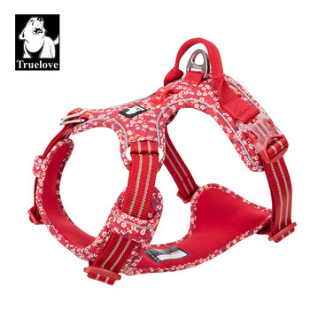 Truelove dog leash vest type dog walking chain small dog harness teddy golden retriever pet supplies french dou corgi floral red (leash not included) m bust 56-69cm recommended 7-18kg