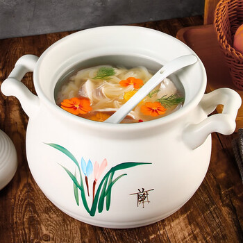 Umizili large-capacity ceramic casserole household gas stew pot open fire porridge soup soup pot traditional chinese soup pot white orchid soup pot (suitable for 4-6 people) 4500ml