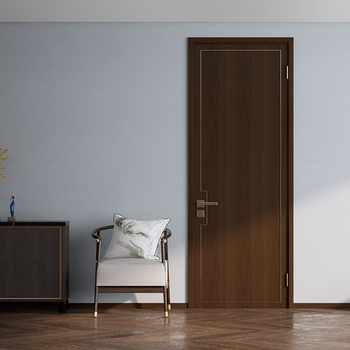 Mengtianmu makes fashionable and simple water-painted solid wood composite door interior door customized room bedroom door jinghong 6p11 black walnut mocha brown