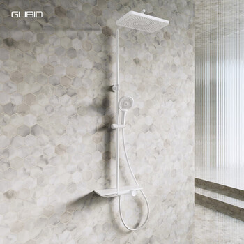 Gubid three-function ultra-thin storage platform hidden waterfall shower head set gd9383w-ivory white