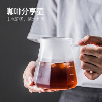 Chomu hanging ear hand brewing coffee pot portable hand brewing pot with scale coffee sharing pot glass high temperature coffee utensil diamond sharing pot frosted white