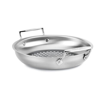 All-clad stainless steel round grill basket 27cm high temperature resistant 600 f large hole design dishwasher safe silver 11 inches (approx. 28 cm)