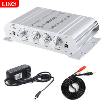 Ldzs new bluetooth power amplifier 2.0+ subwoofer power amplifier 2.1 channel power amplifier sub-bass mini small amplifier silver st838 upgraded version stand-alone (with bluetooth) + 12v adapter
