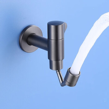 Rising shower gun gray all-copper mop pool faucet single cold in-wall universal extended balcony mop large angle splash-proof 720 swing-gun gray regular comma style