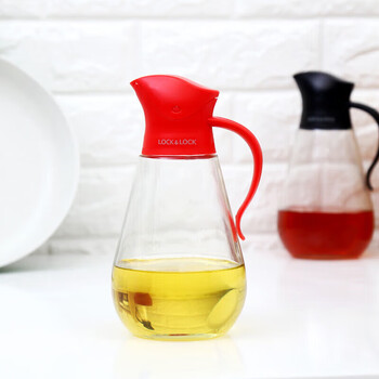 Lock & lock large-capacity glass oil pot oil bottle vinegar wine soy sauce seasoning pot 550ml red