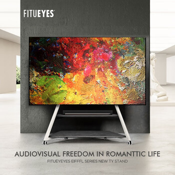 Fitueyes tv stand floor stand (75-100 inches) tv stand suitable for sony tcl thunderbird huawei tv eiffel frost morning white mobile model (applicable for 75-100 inches)