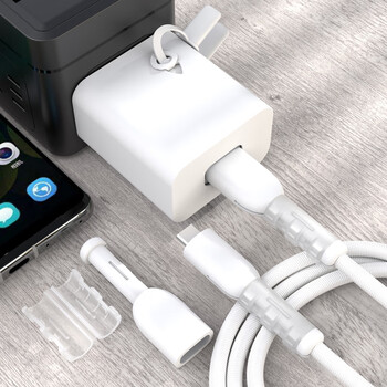Lingyou chuanghuo data cable protective cover huawei 40w charger protective cover is suitable for huawei mate30 mobile phone universal anti-break winding rope nova70 all-inclusive anti-fall simple wire bite device simple white set (1 charging head cover + 1 winding cable + 1 pair of wire ends)
