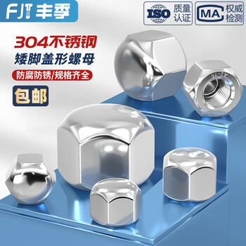 Fengji short cap nut 304 stainless steel hexagonal cap blind hole decorative wire nut short head cap type m3m5-m20 m8 (4 pieces)