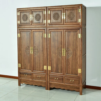 Yuniyoujia new chinese style old elm wood wardrobe combination large capacity storage carved wardrobe storage economical top box cabinet single and double single top box wardrobe 240*100*60