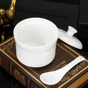 Red peony pure white bone china stew pot household ceramic single bowl underglaze colored steamed egg custard soup cup with lid insulated bird's nest stew pot pure white 3.5 inch stew pot 1 piece 250ml