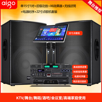 Patriot professional stage performance audio set home commercial ktv speaker engineering indoor and outdoor universal wedding singing high-power dance karaoke bar meeting two 15-inch audio + amplifier + effector + karaoke machine set