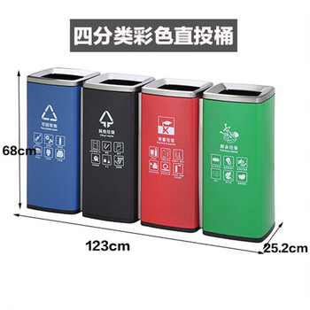 Miaopule garbage classification stainless steel foot bucket elevator entrance double bucket three-in-one indoor office corridor large capacity watermelon red four-color bucket direct investment