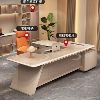 Desk boss desk light luxury high-end lacquered desk simple modern high-end manager office president desk 2.0m boss desk + 2.4m filing cabinet