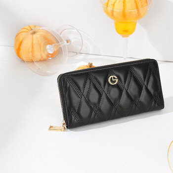 Goldlion women's wallet fashion long zipper wallet money clip gift box new year's gift