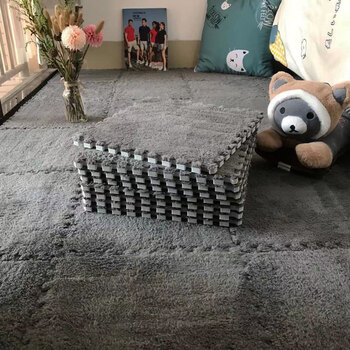 Nsyca full-cover splicing carpet bedroom full-cover girly ins style large area room square plush bedside blanket bay window blanket gray washable/cuttable/with edges 30*30cm thickened version 12 pieces 1.0cm thickness