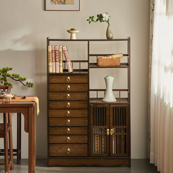 Nan fang impression (nanfyinx) bogu rack chinese tea cabinet tea room partition screen tea set storage storage ornaments duobao pavilion pu'er tea storage bogu rack left drawer length 80 pack installation