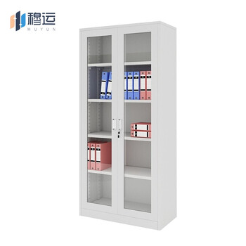 Muyun file cabinet, iron cabinet, locker, office cabinet, filing cabinet, information cabinet, office cabinet, full-body glass cabinet with lock, iron cabinet, floor-standing cabinet, full-body glass split cabinet
