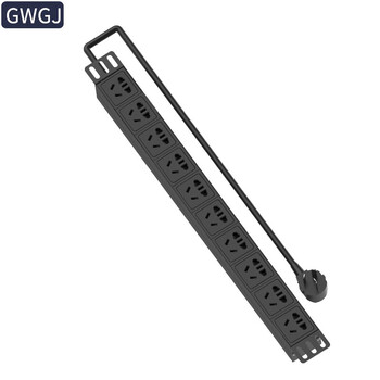 Gwgj pdu cabinet socket 10 positions 10a1u19 inches aluminum alloy power strip terminal block 3*1.5 2 meters cable with 10a plug