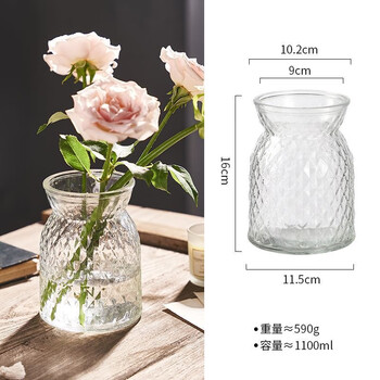 Qishi retro light luxury glass vase transparent living room table vase hydroponics high-end french internet celebrity decorative ornaments transparent bag vase