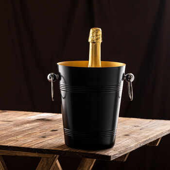 Language of cup ice bucket household european stainless steel ice bucket champagne bucket bar thickened ice wine bucket red wine beer single black gold silver ring ice bucket 5l ice clip