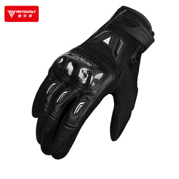 Motowolf motorcycle summer riding gloves breathable sheepskin electric vehicle protective carbon fiber shell male rider equipment