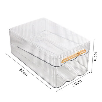 Yunmian transparent multi-layer egg carton with lid for household use, automatic refilling, rolling storage box, refrigerator organization artifact, food-grade egg carton (gold)