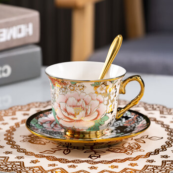 Enshousu coffee cup ceramic british afternoon tea set noble and elegant tea cup ancient palace style home living room decoration butterfly 1 cup 1 saucer 1 gold spoon