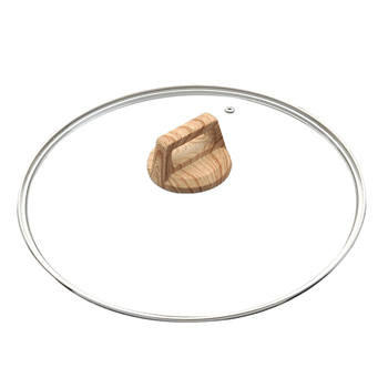 Cookerbene stainless steel pot lid household wok lid wok visible pot lid universal transparent glass lid glass lid (with wood grain lid beads) 22cm