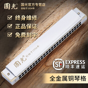 Guoguang shanghai guoguang harmonica 24-hole polyphonic c key all-copper lattice senior beginner student adult professional performance level