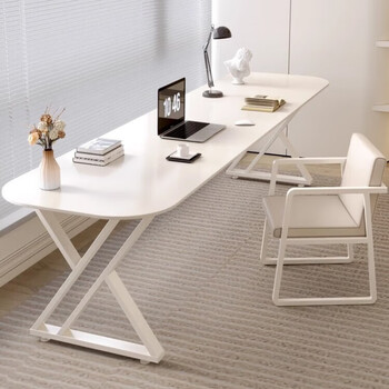 Yimaojia slate desk cream style white french simple double small apartment home long desk study room computer table white shelf + arc pure white slate single table length 180*width 60*height 75cm