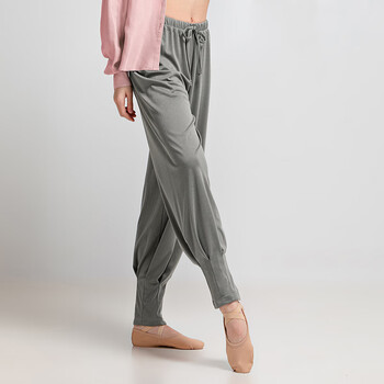 Sansha modern dance pants for women, lightweight trousers, ballet dance practice pants, belted bloomers, medium gray l