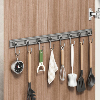 Added kitchen storage sliding track hook cabinet door storage hook punch-free cabinet door storage rack