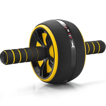 Jiahua abdominal wheel fitness equipment abdominal muscle wheel men's abdominal training rolling belly vest line female sports silent roller abdominal machine black and yellow abdominal wheel + kneeling mat