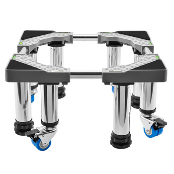 Washing machine base stainless steel heightened mobile tripod automatic drum adjustable bracket refrigerator ice machine bracket heightened 4 feet 4 double wheels total height 20cm gray 25 round tube l9+g